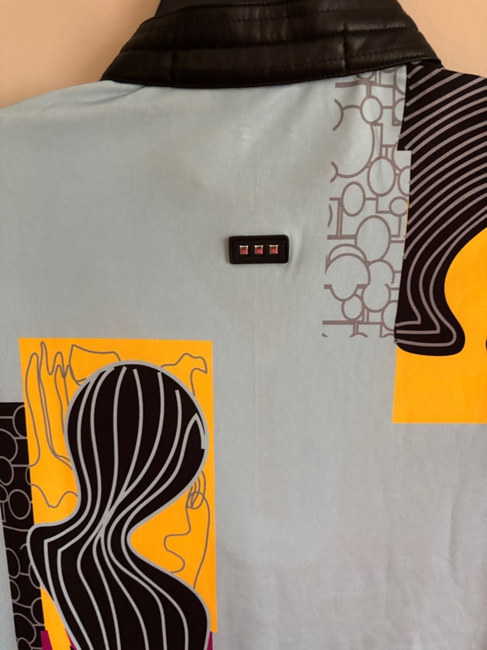 jamie sadock Abstract Figure Zip Polo - Light Blue, Magenta & Yellow - Picture 5 of 5